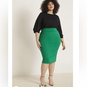 NWT ELOQUII Green Pencil Scuba Skirt Sz 18